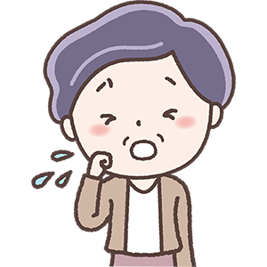 食事中にむせこむ、食べこぼしが多い、クスリがのどにひっかかる。